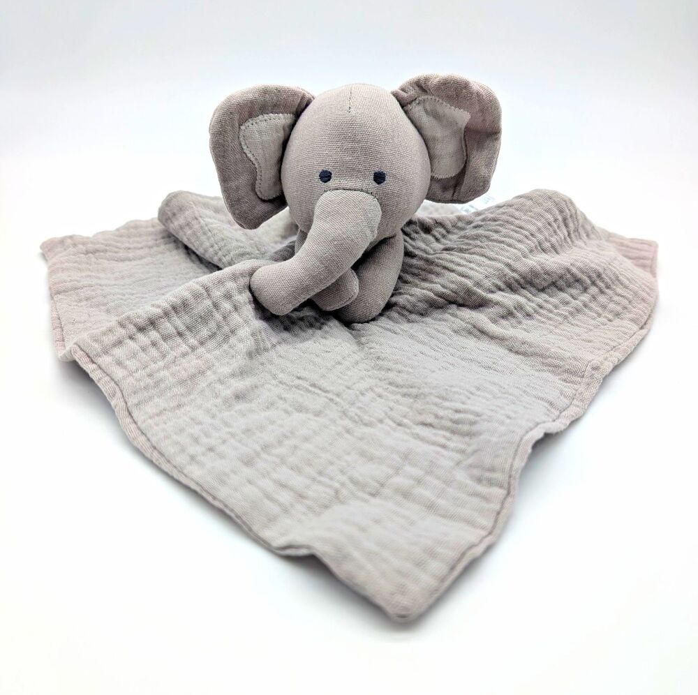 NWT Carter's Child of Mine Muslin Gray Elephant Lovey Security Blanket Unisex